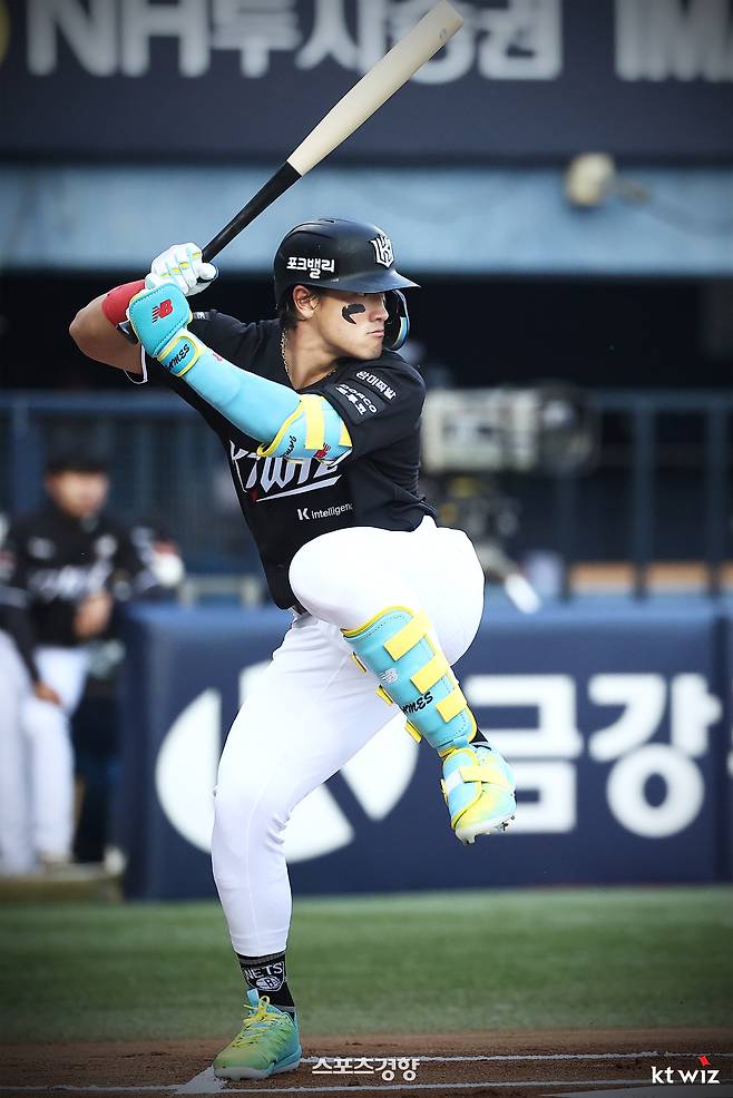 KT 안현민이 지난 16일 잠실 두산전에서 타격을 준비하고 있다. KT위즈 제공