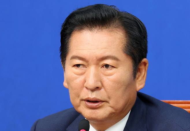 정청래 더불어민주당 대표가 19일 국회에서 열린 최고위원회의에서 발언하고 있다. 박민규 선임기자