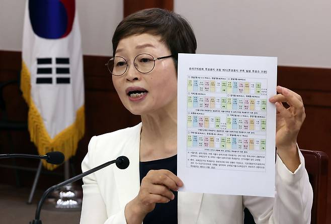 조현욱 ‘투표용지 부족사태 진상규명위원회’ 위원장이 19일 경기도 과천시 중앙선거관리위원회에서 6·3 지방선거에서 벌어진 ‘투표용지 부족 사태’ 최종 조사 결과를 발표하고 있다. [뉴스1]