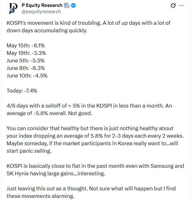 ▲P에퀴티리서치가 23일 소셜미디어 엑스에 올린 게시물