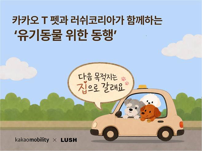 카카오 T 펫·러쉬코리아, 유기동물 보호 캠페인 전개