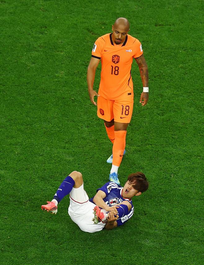 넘어진 구보  로이터<저작권자(c) 연합뉴스, 무단 전재-재배포, AI 학습 및 활용 금지>