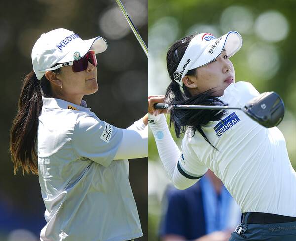 2026년 미국여자프로골프(LPGA) 투어 메이저 골프대회 KPMG 위민스 PGA챔피언십 우승 경쟁에 뛰어든 김아림, 이동은 프로가 3라운드에서 경기하는 모습이다. 사진제공=2026 PGA of America (사진을 무단으로 사용하지 마십시오.)