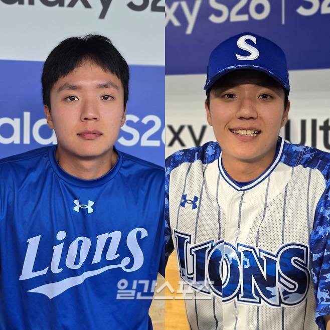 26일 만난 삼성 김현준. 왼쪽은 긴장과 독기를 가득 품은 경기 전 김현준, 오른쪽은 승리 후 후련한 마음으로 수훈선수 인터뷰에 나선 김현준. IS포토