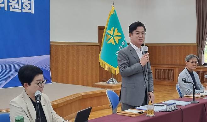 발언하는 허태정 대전시장 당선인 [촬영 박주영] 사진=연합뉴스.&nbsp;