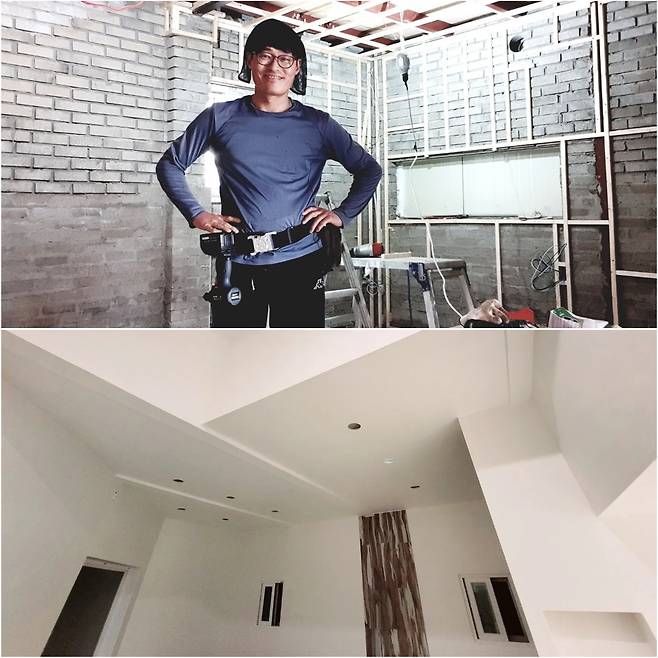벽돌부터 쌓아 올린 양신현씨 집의 공사 중과 후 사진. 양신현씨 제공