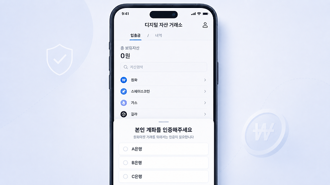 1거래소 다자은행 체계가 적용됐을 때 거래소 애플리케이션 예상 화면. 이미지 속 자산은 기사 내용과 관련이 없음. [챗GPT를 이용해 제작]