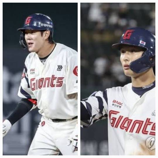 나승엽(왼쪽)과 윤동희