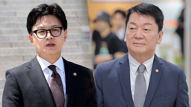 무소속 한동훈 의원과 국민의힘 안철수 의원. 사진=뉴시스