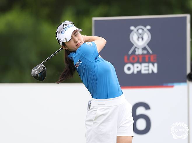 이세희가 5일 인천 베어즈베스트 청라GC(파72)에서 열린 KLPGA 투어 롯데 오픈 최종 4라운드 6번 홀에서 티샷을 하고 있다. 사진 제공=KLPGA