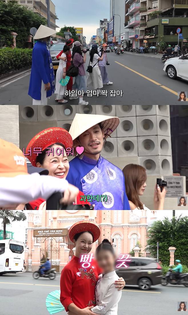 Haim, the daughter of singer Baek Ji-young and actor Jung Seok-won, became a hot topic after she exuded a model-like aura while wearing traditional attire during a trip to Vietnam. In a video released on Baek Ji-youngs YouTube channel, Haim perfectly pulled off Vietnamese-style makeup and traditional clothing while taking family photos.Baek Ji-young had a fun time with her daughter, who is usually very interested in makeup, and even gave her special permission to use double-eyelid tape. Upon seeing Haims transformation after her makeup and hair were done, Baek Ji-young couldnt hide her surprise and praised her daughters beauty.Wearing an ao dai and posing for a royal-themed photoshoot, Haim struck poses with ease, showcasing her exceptional talent. Watching this, her father, Jeong Seok-won, beamed with pride at his daughters appearance and remarked that it looked as if she had made her modeling debut.When asked by the production team, Baek Ji-young expressed her intention to actively support her daughter if she wishes to pursue a modeling career. Meanwhile, Baek Ji-young and Jeong Seok-won married in 2013 and have a daughter, Ha-im.