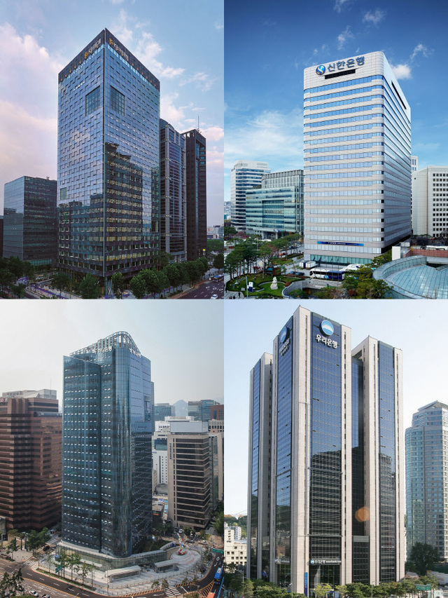 (왼쪽부터 시계방향)KB•신한•우리•하나금융그룹 전경. /각 사 제공