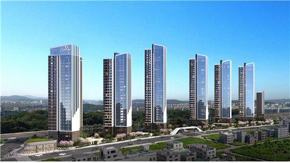 경기도 의정부 가재울구역 재개발사업 지상35층 아파트7개동 698세대 단지 조감도. 반도건설