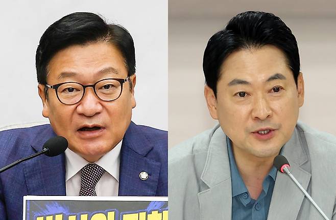 정점식 국민의힘 원내대표 (왼쪽), 장동혁 국민의힘 대표 (오른쪽) / 뉴시스