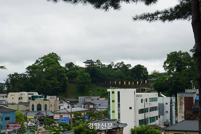 황새바위 순교성지에서 바라본 공산성의 모습.