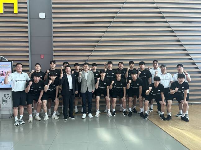 출국하는 U-20 남자 핸드볼 대표팀. /사진=대한핸드볼협회