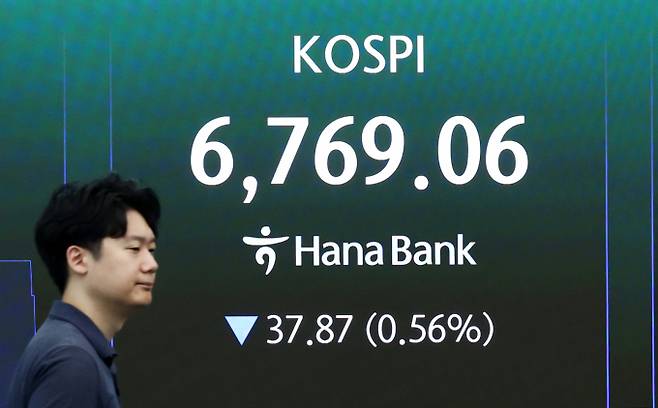 로베코자산운용은 최근 한국 증시 변동성 원인으로 AI 쏠림 현상과 극단적 가격 모멘텀을 지목했다. 사진은 14일 서울 중구 하나은행 딜링룸. /사진=뉴스1