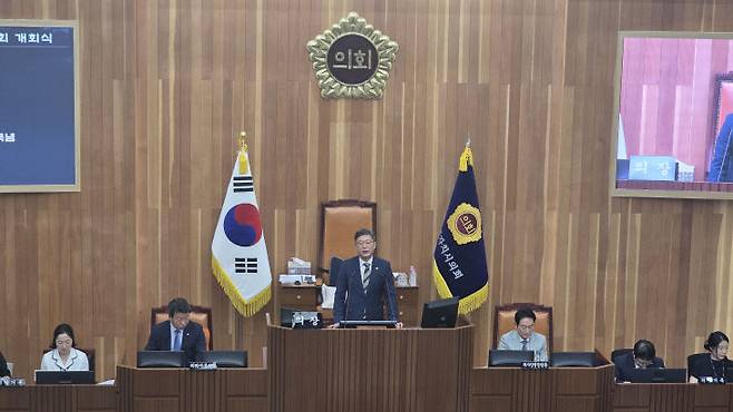 제5대 세종시의회(의장 안신일)가 15일 오전 10시 제108회 임시회 제1차 본회의를 열고 첫 임시회 회기를 시작했다. (사진=이은지 기자)