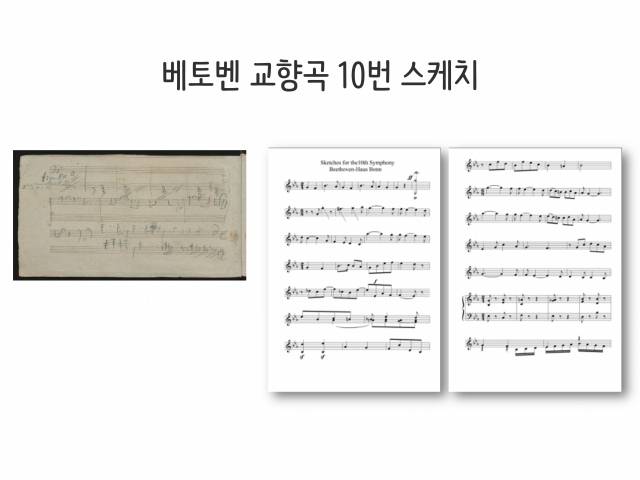 베토벤이 남긴 10번 교향곡 스케치의 일부를 악보화한 것 [베토벤박물관, 더 컨버세이션]