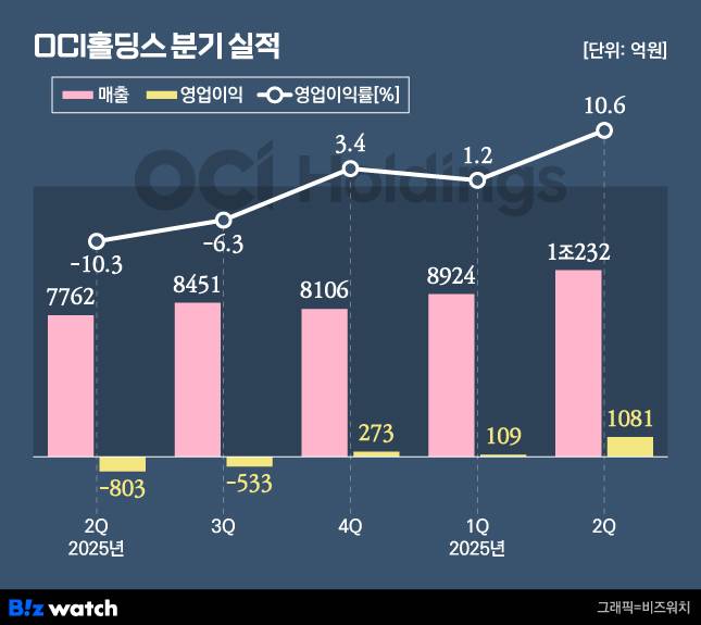 OCI홀딩스 분기 실적./그래픽=비즈워치
