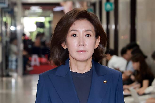 나경원 국민의힘 의원이 지난 13일 국회에서 열린 4·5선 의원 간 간담회에 참석하고 있다. (사진=연합뉴스)