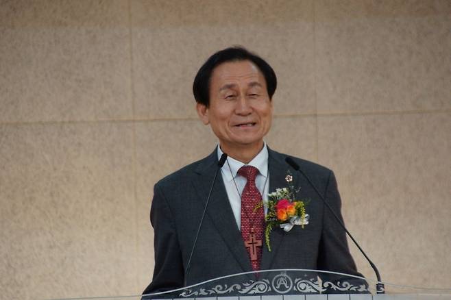 강무길 부산시의회 의장이 취임 인사를 하고 있다. 강 의장은 “부기총과 지역 교단들이 마음을 모아 추진하는 기독교 역사박물관 건립을 통해 부산의 영적 정체성을 회복하고 대한민국 복음화의 전초 기지 역할을 수행하자”고 말했다.