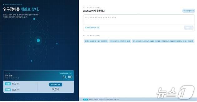 ZEUS AI 검색시작 화면(과기정통부 제공)