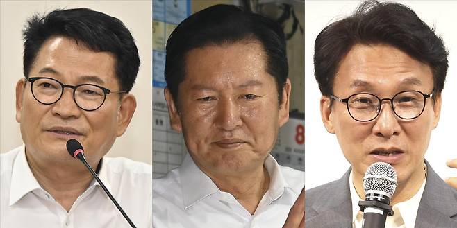 송영길, 정청래, 김민석 더불어민주당 당대표 후보가 4일 전남광주 화순, 북구, 전북 김제에서 각각 일정을 하고 있다. 2026.08.04 [서울=뉴시스]