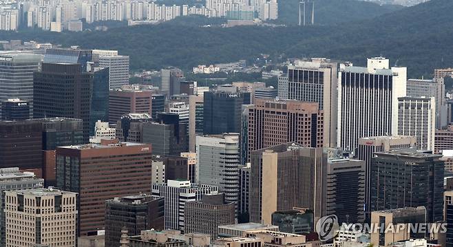 대기업 고층 건물 밀집한 서울 도심 풍경 [연합뉴스 자료사진. 재판매 및 DB 금지]