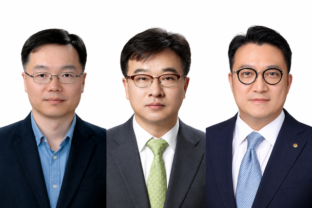 송규종 삼성웰스토리 대표(왼쪽부터), 박홍진 현대그린푸드 대표, 김태원 아워홈 대표. [각 사 제공]