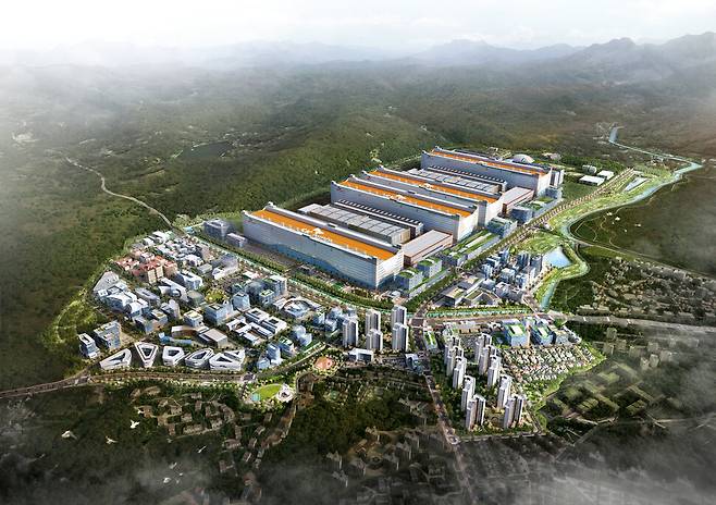 경기 용인의 에스케이하이닉스 반도체 공장 조감도. 용인일반산업단지 제공