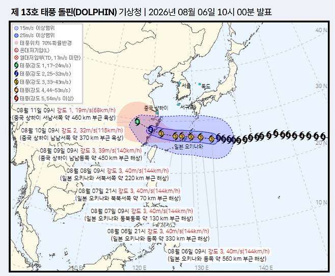 기상청 날씨누리의 태풍 정보 캡처