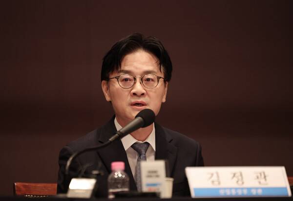 김정관 산업통상부 장관이 6일 서울 중구 프레스센터에서 열린 관훈토론회에서 기조연설을 하고 있다. 2026.8.6 , 연합뉴스
