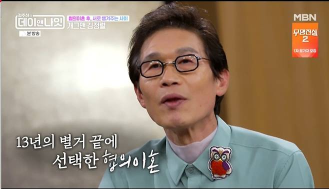 코미디언 김정렬이 별거 13년 만에 이혼했다고 밝혔다.