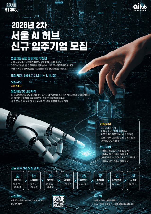서울AI허브는 오는 11일까지 '2026년 2차 신규 입주기업' 21개사를 모집한다. (사진=서울AI허브)
