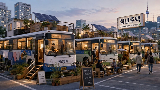 황희 더불어민주당 의원이 제안한 ‘버스하우스’를 풍자하는 이미지들. [SNS]