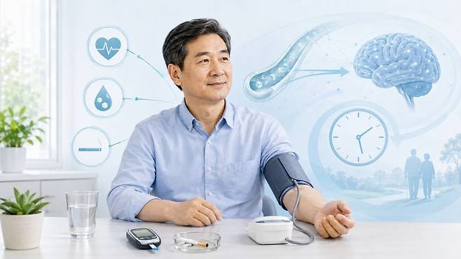 고혈압과 당뇨병이 있으면서 담배도 피우는 사람은 치매 발생 위험이 2.69배 높은 것으로 나타났다|출처: ChatGPT 생성