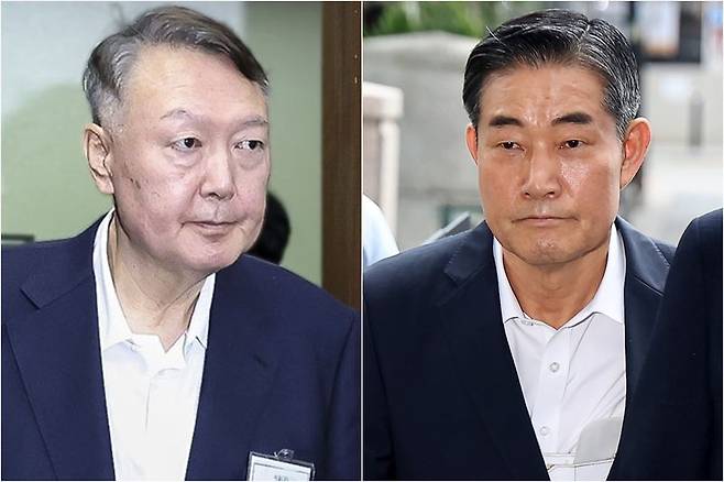 윤석열 전 대통령(왼쪽)과 신원식 전 국가안보실장. 연합뉴스