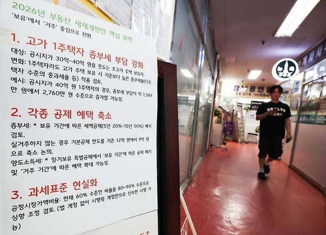 서울 시내 한 공인중개업소에 게시된 부동산 세금 관련 안내문/ 사진=뉴스1