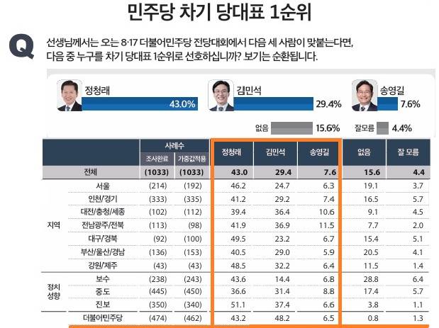 미디어토마토 민주당 전당대회 여론조사. 미디어토마토 제공