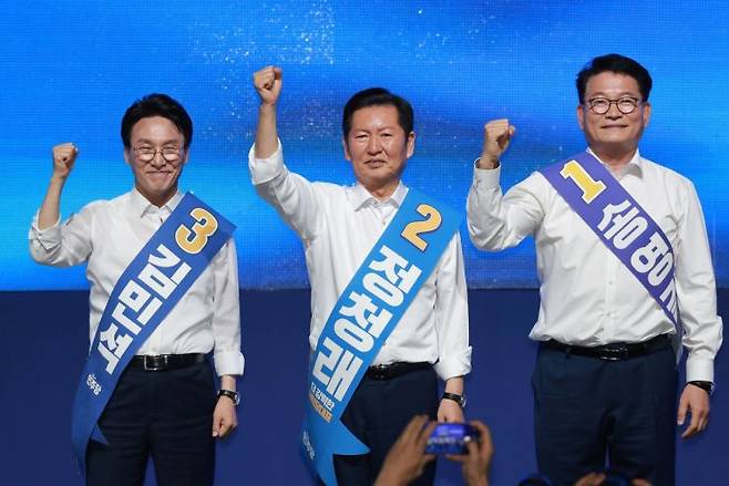 전남광주 합동연설회 나선 더불어민주당 당권주자 3인 연합뉴스