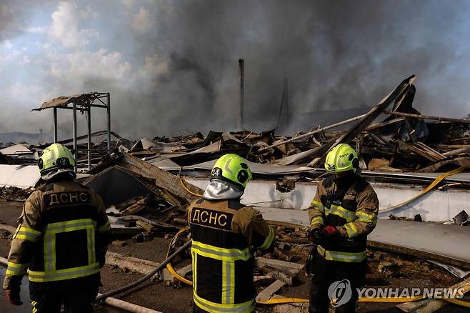 우크라이나 키이우를 겨냥한 러시아의 8월 5일 공습 [AFP=연합뉴스 자료사진. DB 및 재판매 금지]