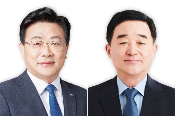 안태준(왼쪽) 신임 조직사무부총장과 강득구 혁신TF 단장.