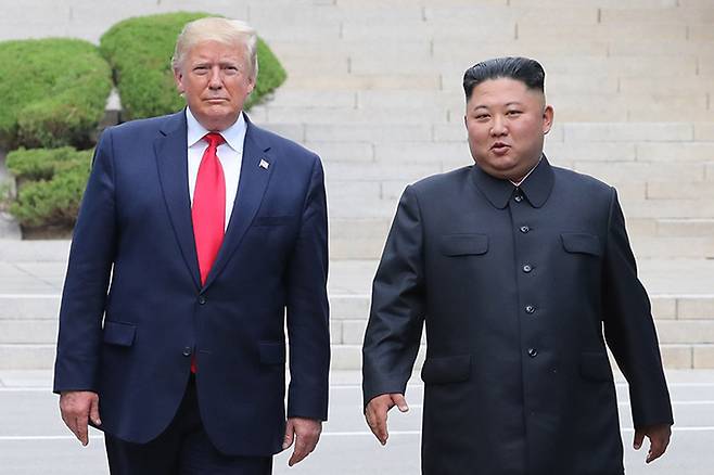 ▲지난 2019년 6월 판문점에서 만난 도널드 트럼프 미국 대통령과 김정은 북한 국무위원장