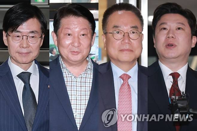 국민의힘 조경태(왼쪽부터), 권영진, 서범수, 진종오 의원 [촬영 신현우]