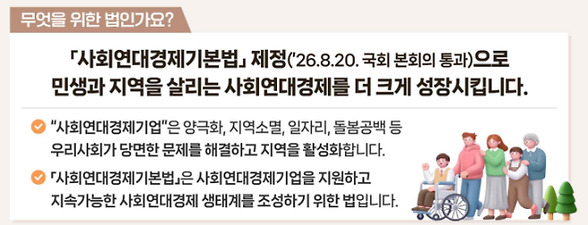 지난 20일 국회를 통과한 사회연대경제기본법 관련 설명자료. 행정안전부 제공