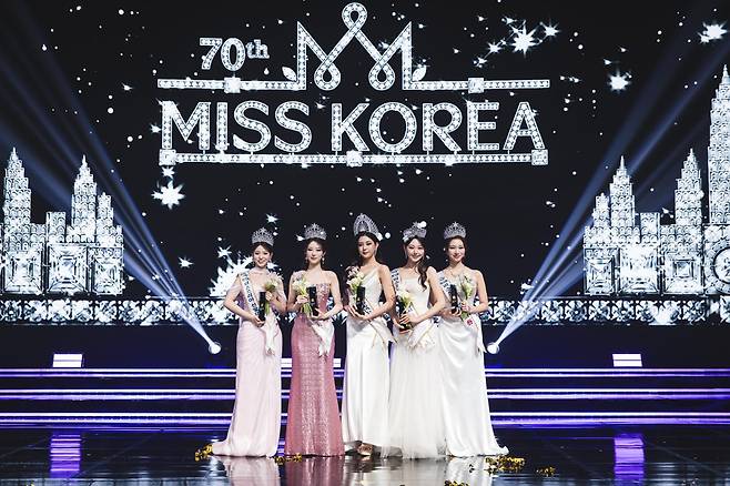 제70회 미스코리아 당선자 '재' 이소민, '미' 이민솔, '진' 우서윤, '선' 오수민, '예' 노향. 글로벌이앤비 제공