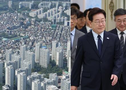 지난 7일 서울 송파구 롯데월드타워 전망대 서울스카이에서 바라본 서울 시내 아파트 및 빌라 단지의 모습. 이날 오후 이재명 대통령은 청와대에서 부동산 정책 점검 2차 회의를 주재하고 수도권 공급 대책을 논의한다. 연합뉴스