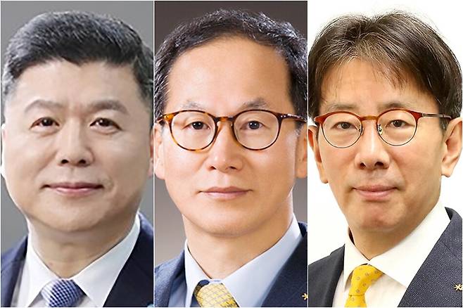KB금융 회장후보추천위원회는 27일 2차 숏리스트를 3명으로 압축했다. 왼쪽부터 후보 권광석·양종희·이재근. 연합뉴스
