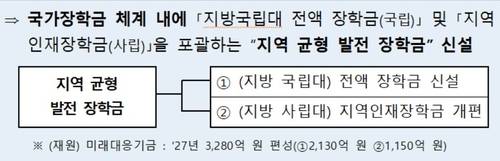 교육부가 내년부터 도입하는 '지역균형발전 장학금' 구조 [교육부 제공]